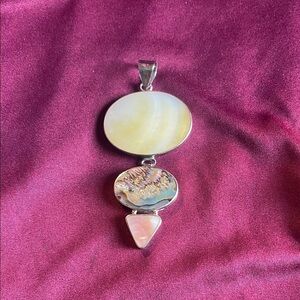 Vintage 925 GSJ Elegant Silver and Pink Pendant
